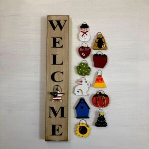 Mini hand made welcome sign with 12 pieces